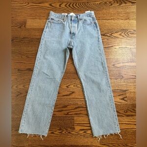 Levi's premium high rise Wedgie Women's Light Blue Straight Leg Jeans size 28